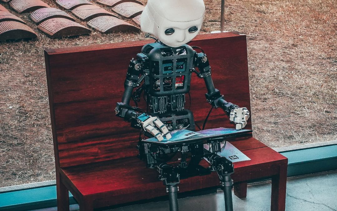 Robot reading a book
