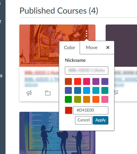 Color Picker for Course Cards
